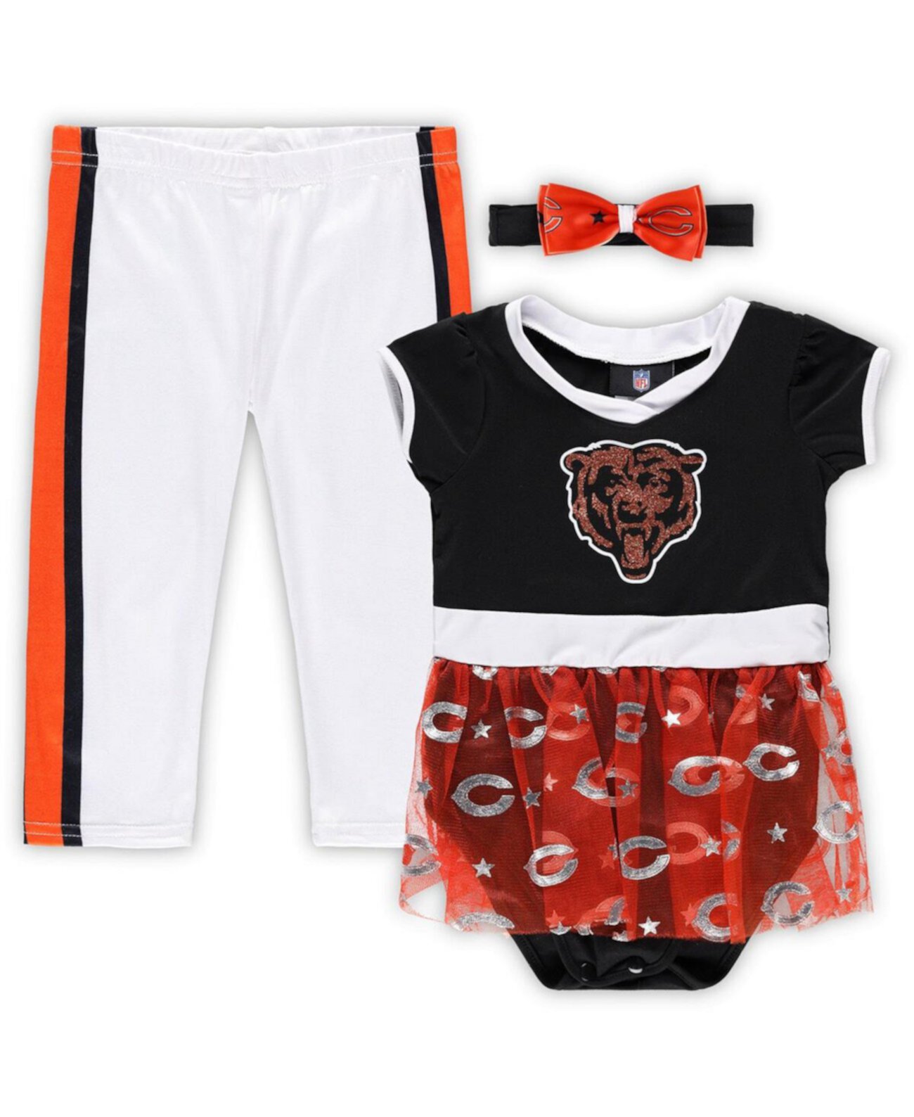 Комплект костюмов для игрового дня темно-синего цвета, белых чикагских медведей с задней дверью для младенцев и девочек Jerry Leigh