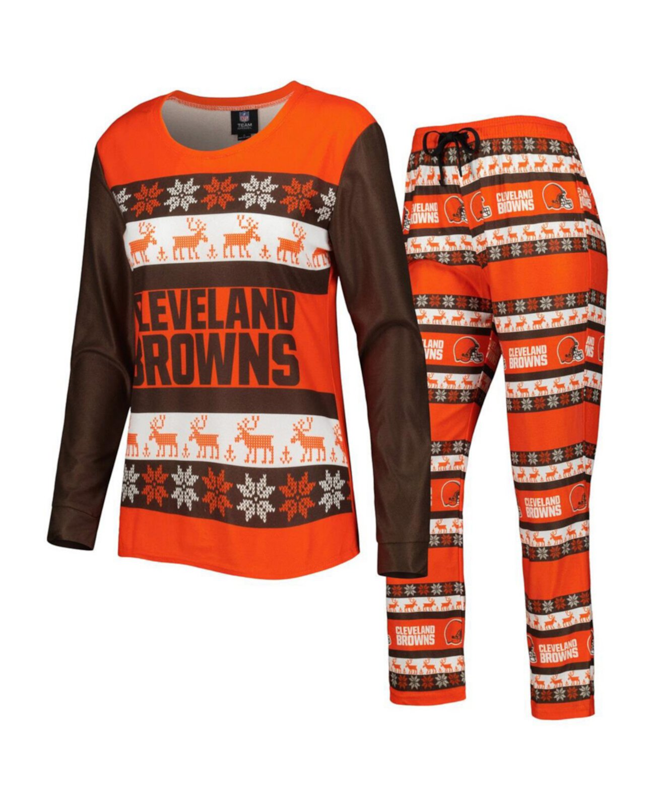 Женская оранжевая пижама Cleveland Browns Holiday Ugly Pajama Set FOCO