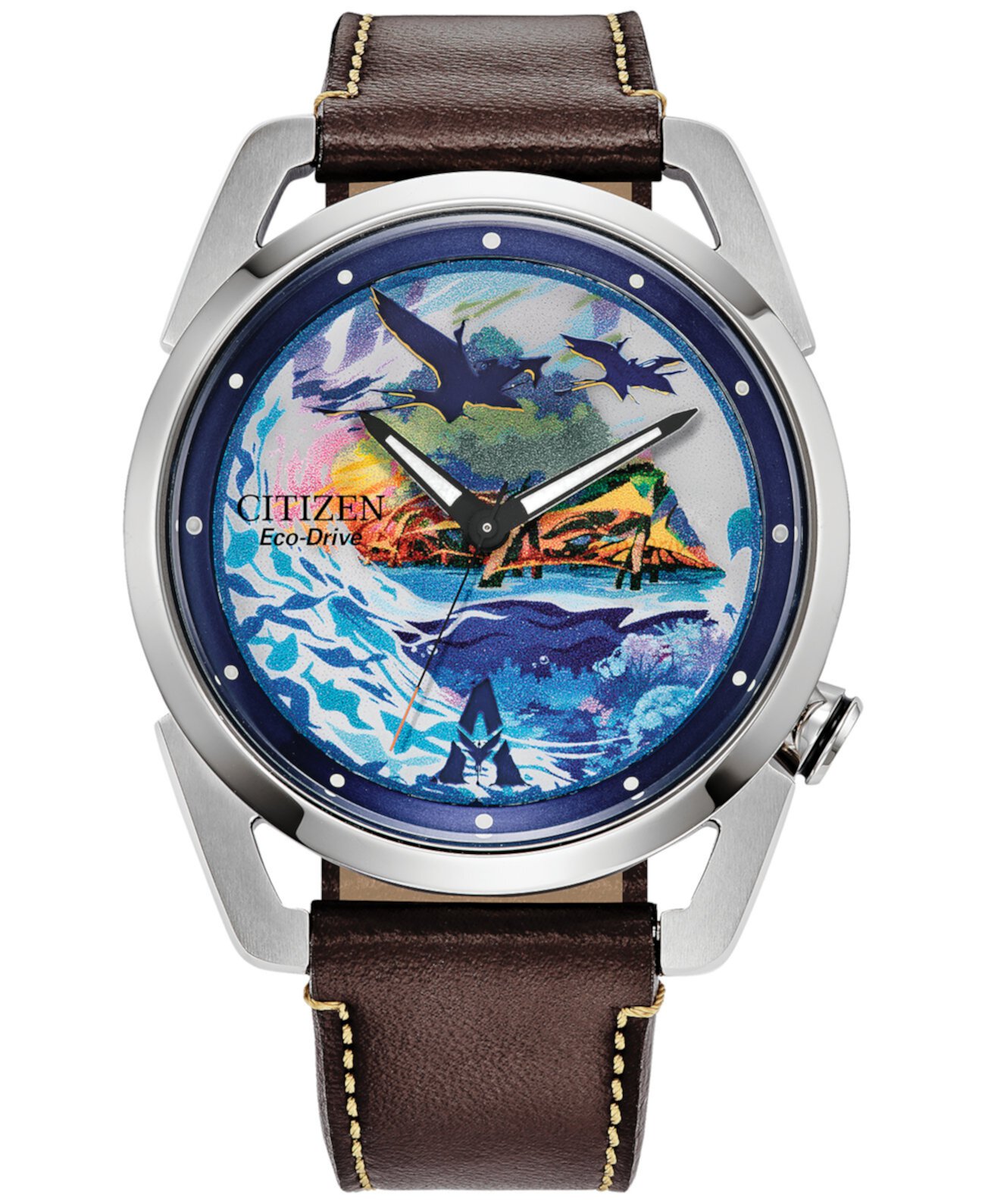 Мужские часы Eco-Drive Avatar с коричневым кожаным ремешком, 42 мм Citizen