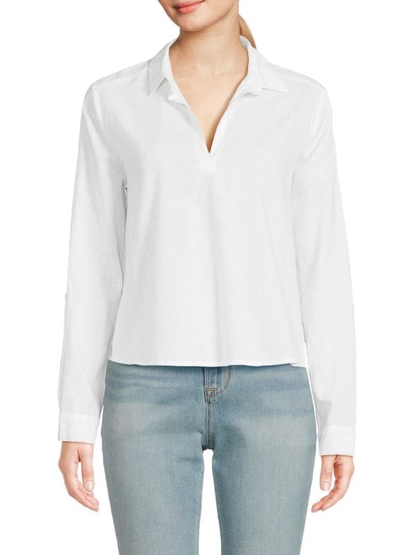 Рубашка из смесовой льняной ткани Saks Fifth Avenue