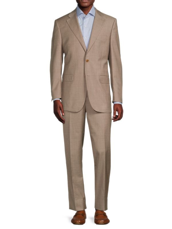 ​Классический шерстяной костюм с перекрестной штриховкой Saks Fifth Avenue