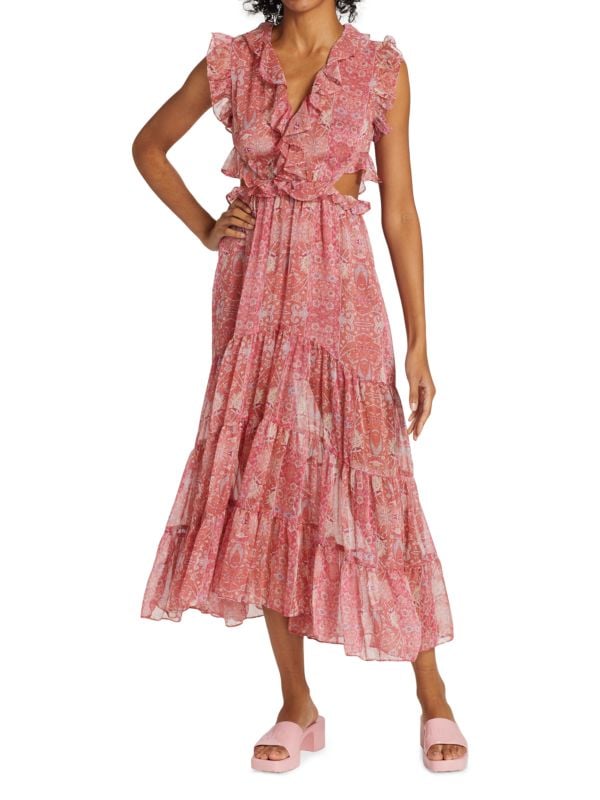 Платье миди с оборками и цветочным принтом Natasha MISA LOS ANGELES