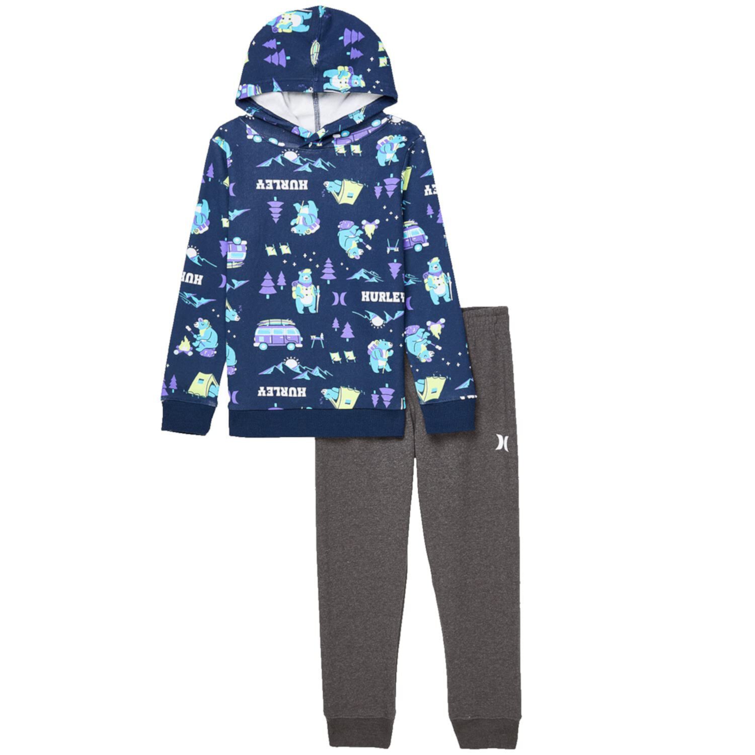 Hooded Pullover & Joggers Fleece Set (Little Kids) Hurley