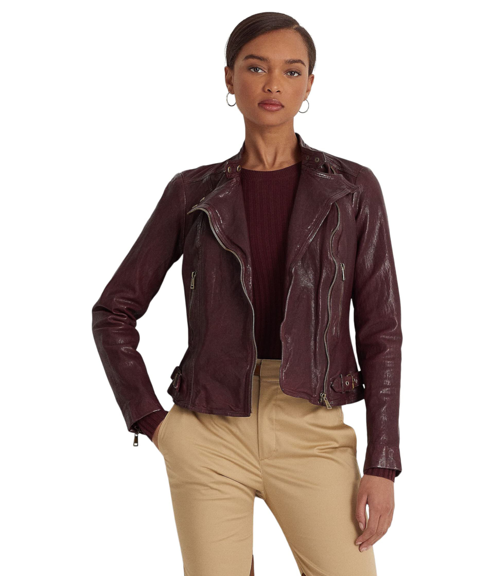 Женская Куртка LAUREN Ralph Lauren Burnished Leather Moto LAUREN Ralph Lauren