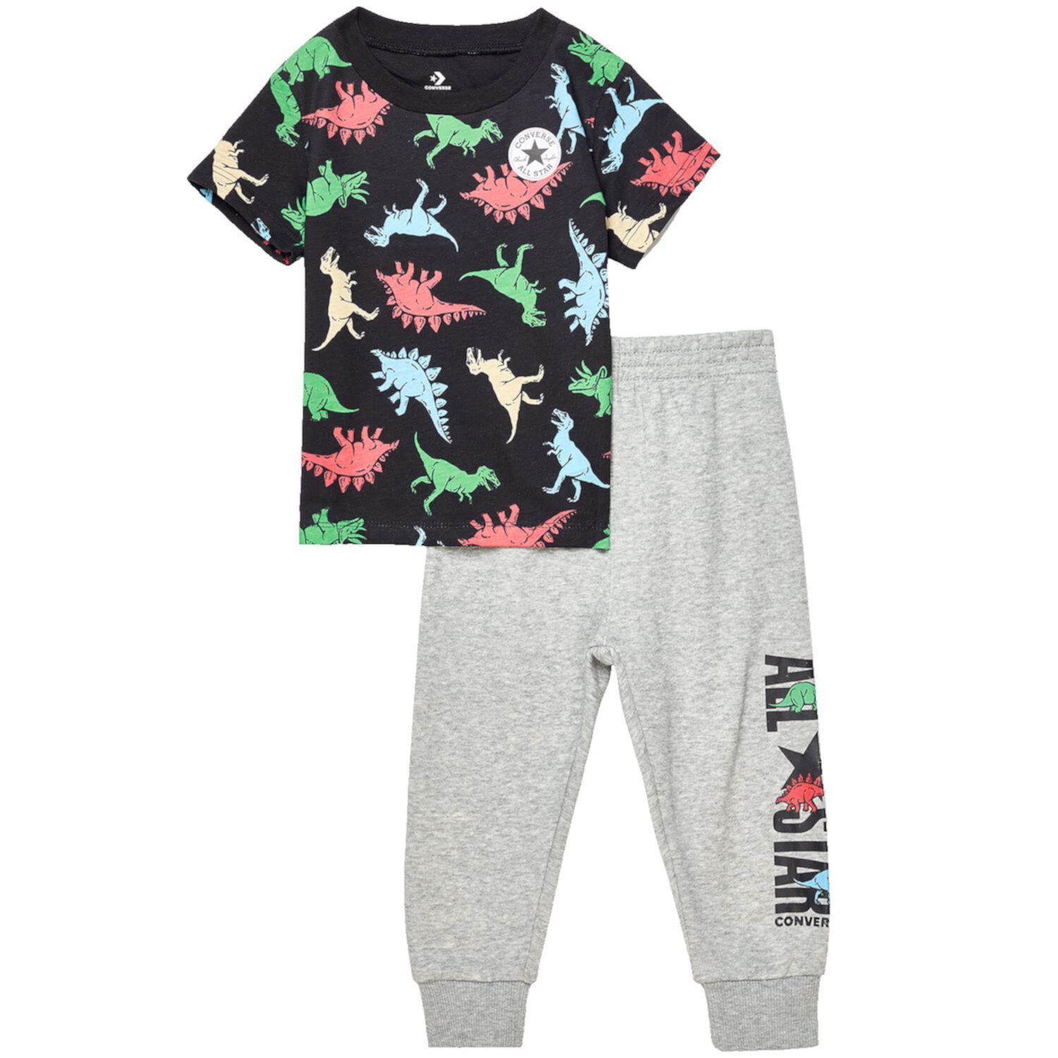 Dino Short Sleeve Tee + French Terry Joggers Set (Infant) Converse Kids