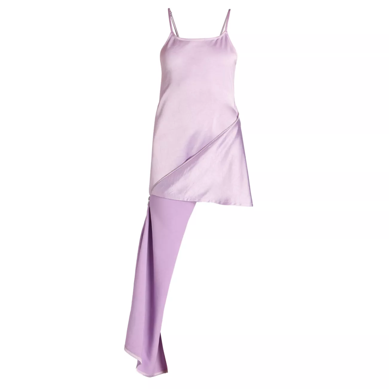 Атласное платье-комбинация на молнии с подолом JW Anderson