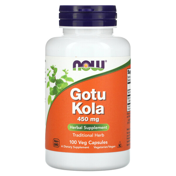 Готу Кола, 450 мг, 100 растительных капсул NOW Foods