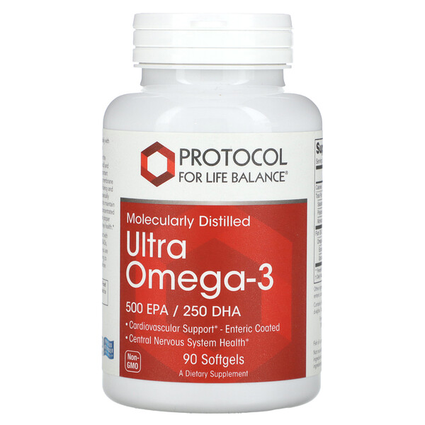 Ultra Omega-3, 500 EPA / 250 DHA, 90 капсул - Protocol for Life Balance Protocol for Life Balance