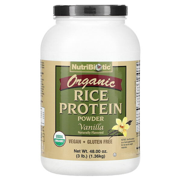Органический рисовый протеиновый порошок, ваниль, 3 фунта (1,36 кг) NutriBiotic
