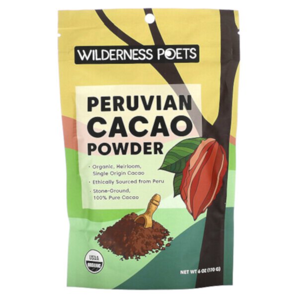 Органический перуанский какао-порошок, 6 унций (170 г) Wilderness Poets