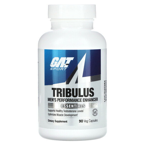 Tribulus, Средство повышения работоспособности для мужчин, 90 растительных капсул GAT