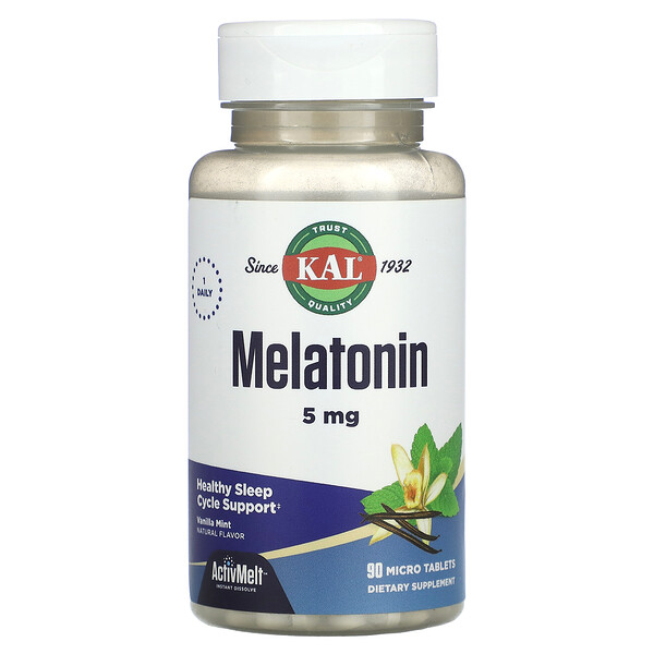 Мелатонин, ваниль и мята, 5 мг, 90 микротаблеток KAL
