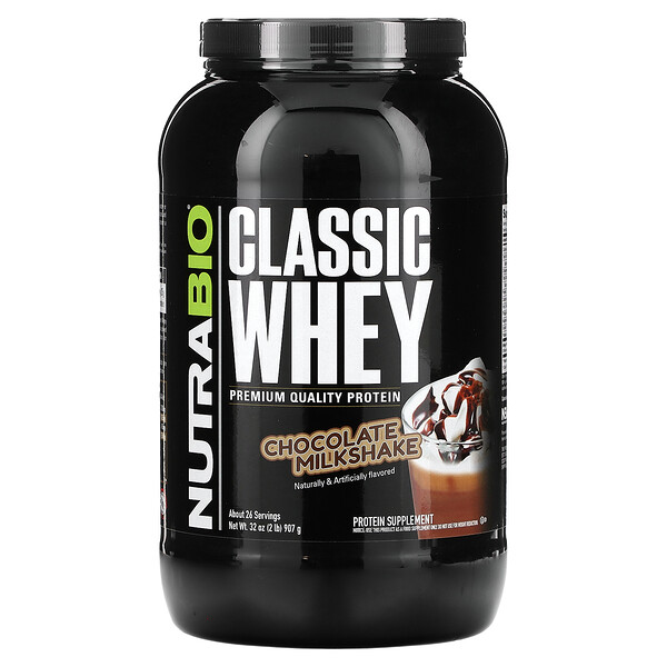 Classic Whey Protein, шоколадный молочный коктейль, 2 фунта (907 г) NutraBio