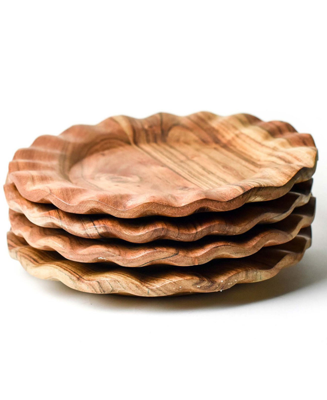 Обеденные тарелки Fundamental Wood 11 дюймов с рюшами, набор из 4 шт., Сервиз на 4 персоны Coton Colors