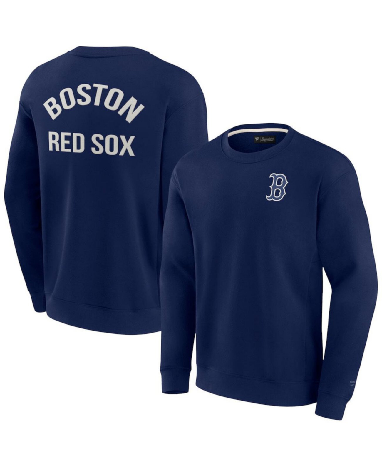 Мужская и женская темно-синяя толстовка Boston Red Sox Super Soft Pullover Crew Sweatshirt Fanatics Signature