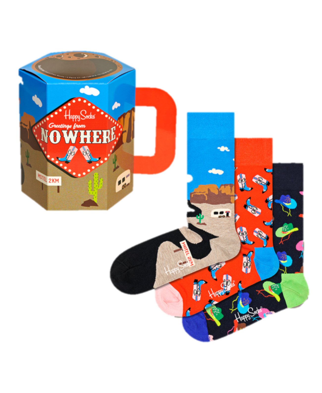 Носки подарочные Welcome To Nowhere, 3 пары, хлопок и полиамид Happy Socks