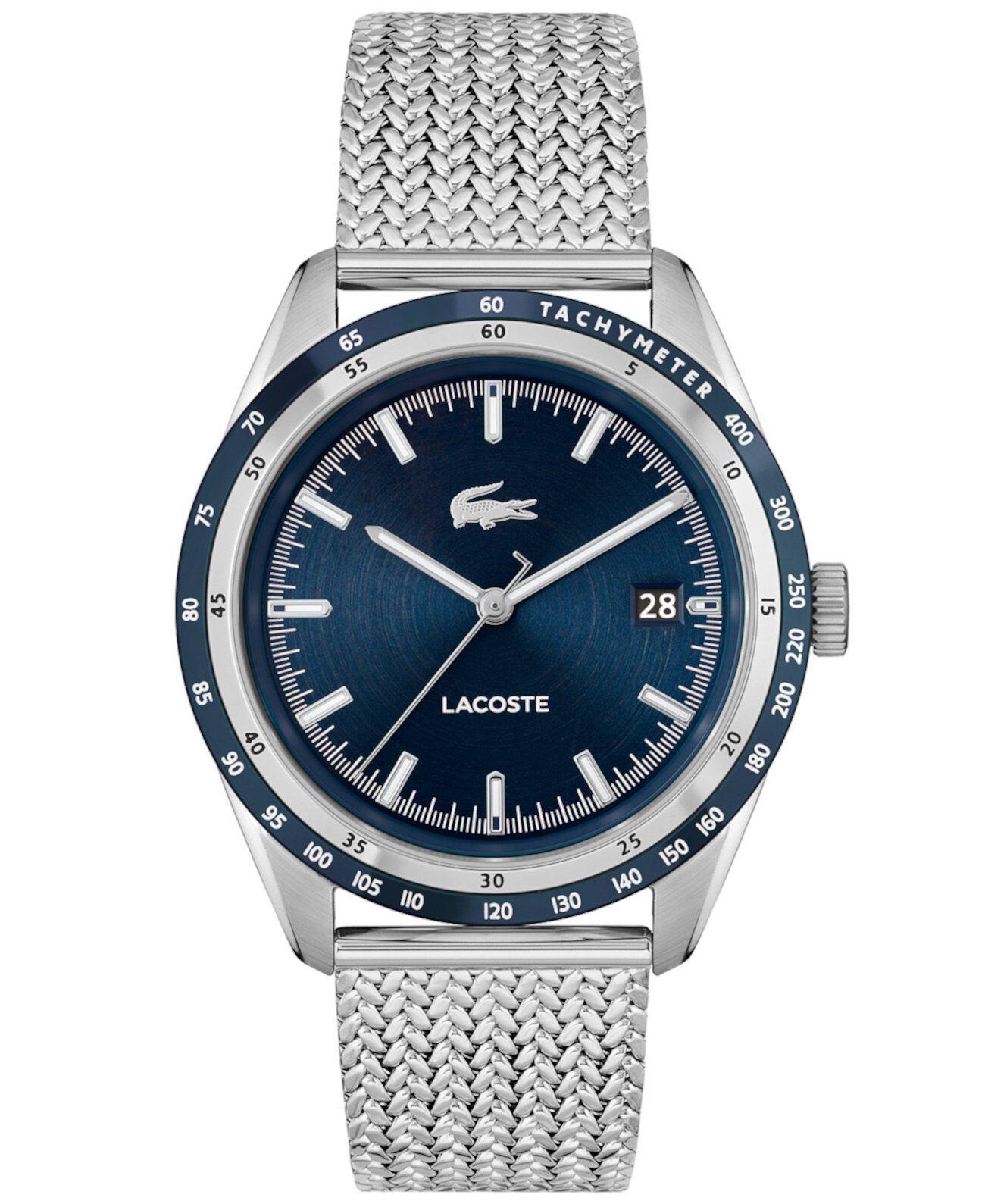 Мужские кварцевые часы Everett серебристого цвета с браслетом из нержавеющей стали, 40 мм Lacoste