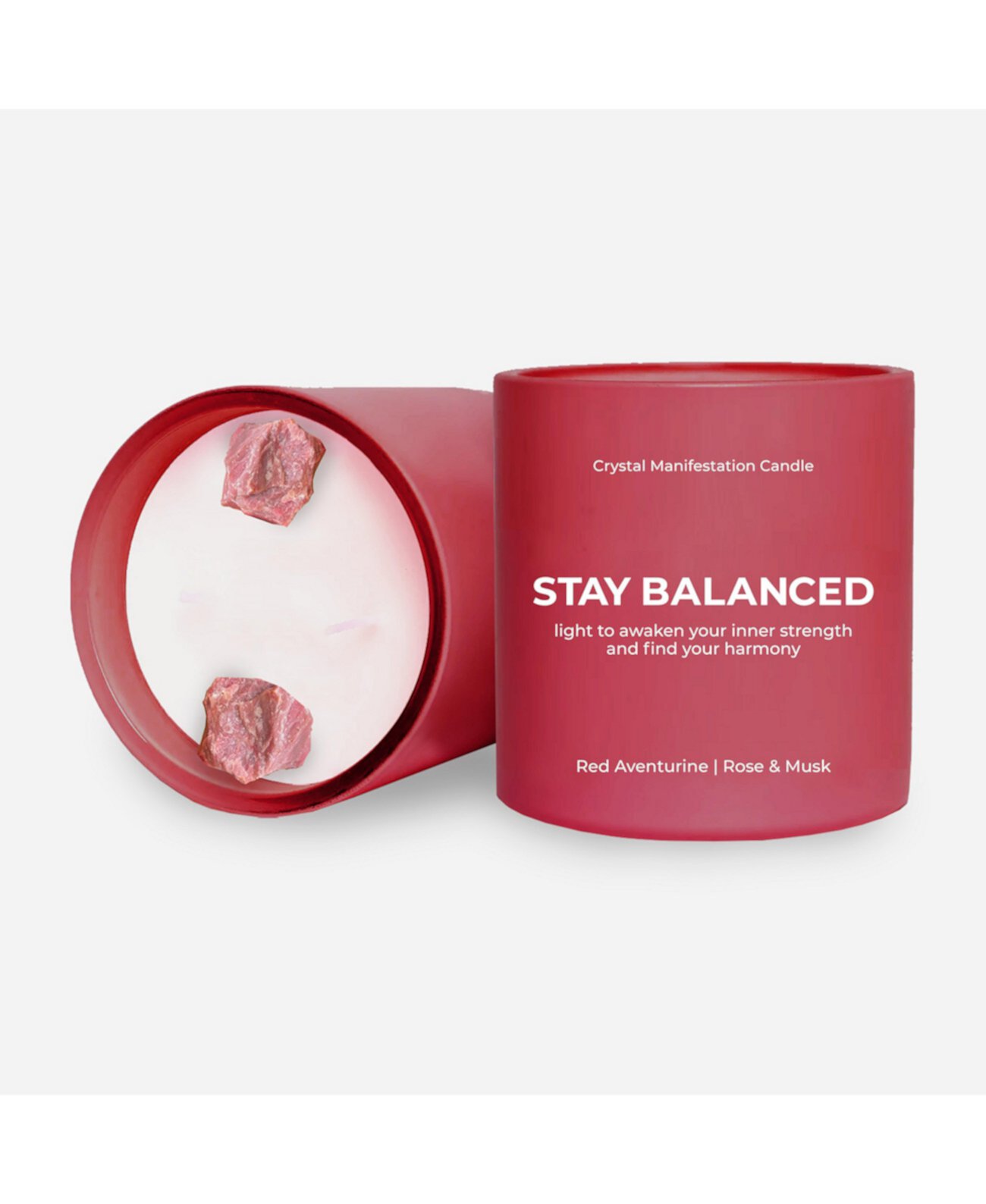 Свеча "Stay Balanced" с ароматом розы и мускуса и красным кристаллом авантюрина Jill & Ally