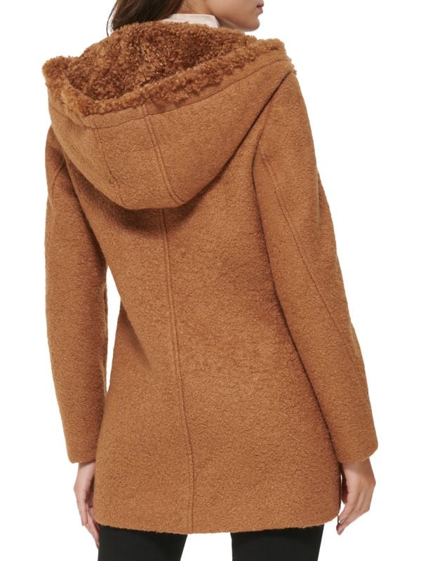 Пальто с капюшоном с отделкой из искусственного меха Kenneth Cole