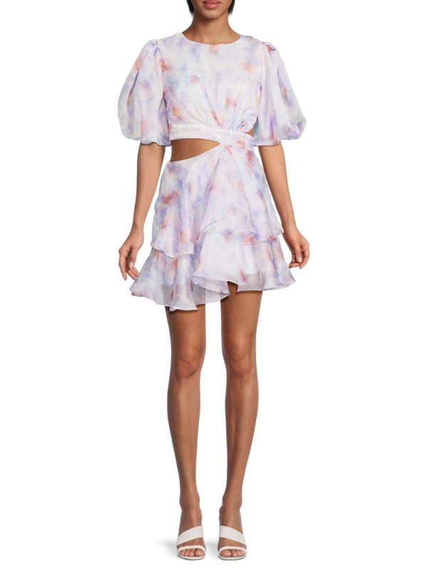 Многоярусное мини-платье Maia с цветочным принтом Bardot