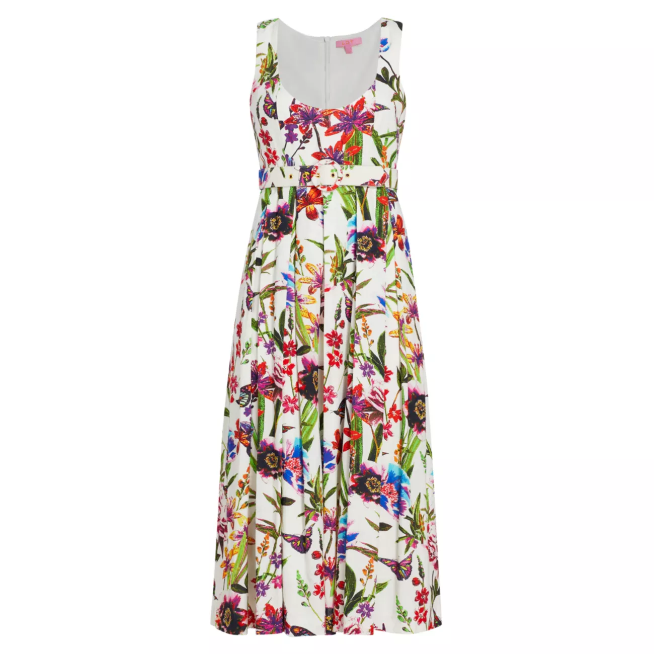 Льняное платье миди Athena с поясом и цветочным принтом LDT