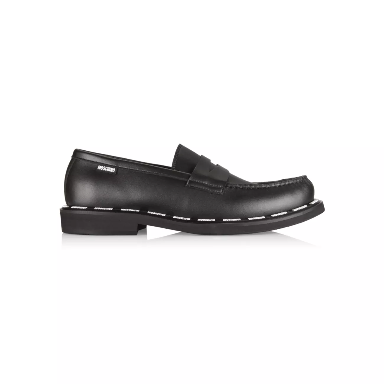 Leather Logo Penny Loafers Moschino