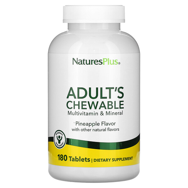 Жевательные мультивитамины и минералы для взрослых, ананас, 180 таблеток NaturesPlus