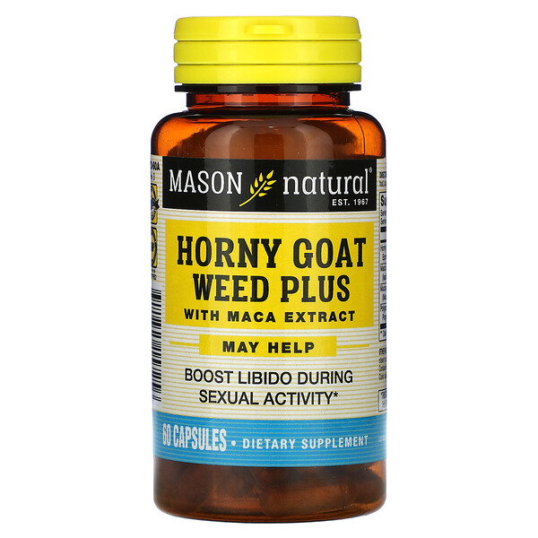 Horny Goat Weed Plus, с экстрактом маки, 60 капсул Mason Natural