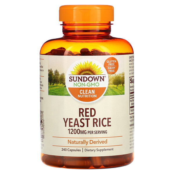 Red Yeast Rice, 1,200 mg, 240 Capsules (Капсулы) (600 mg per Capsule) Sundown Naturals