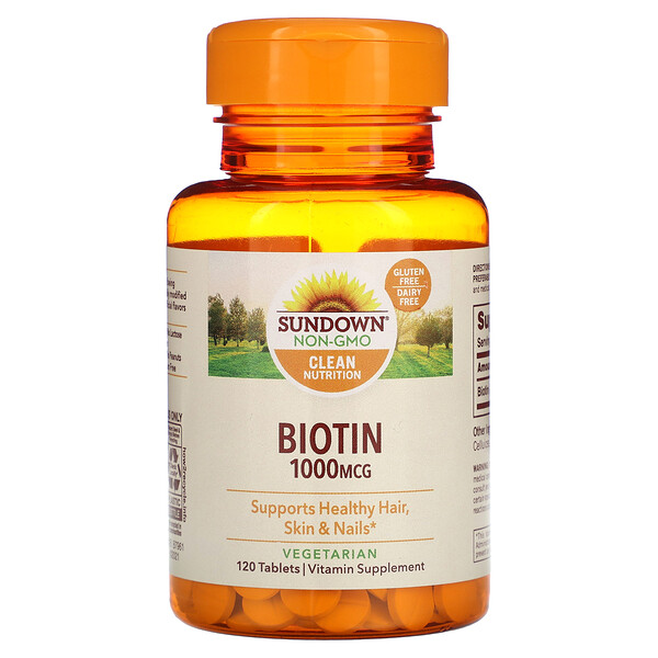 Биотин, 1000 мкг, 120 таблеток Sundown Naturals