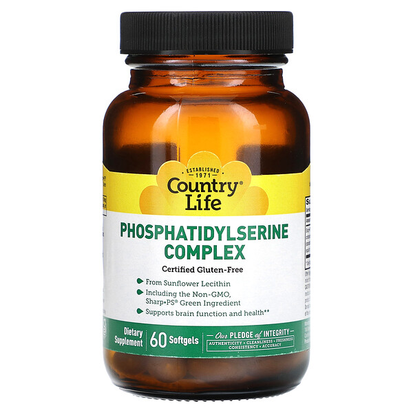 Комплекс фосфатидилсерина, 60 мягких таблеток Country Life
