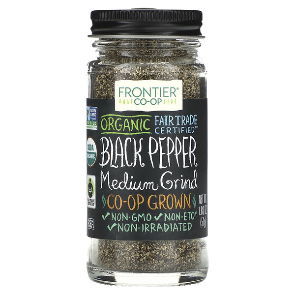 Organic Black Pepper, Medium Grind, 1.80 oz (51 g) Frontier Co-op