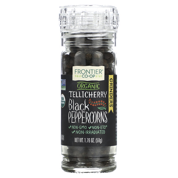 Organic Tellicherry Black Peppercorns, 1.76 oz (50 g) Frontier Co-op