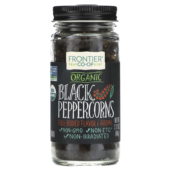 Organic Black Peppercorns, Whole, 2.12 oz (60 g) Frontier Co-op