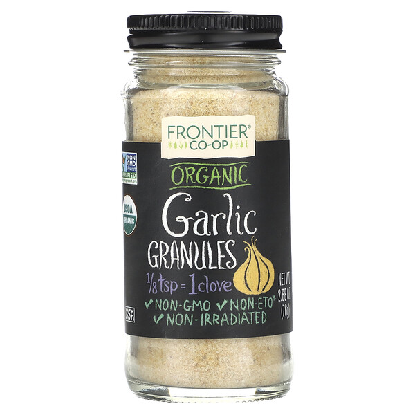 Organic, Garlic, Granules, 2.68 oz (76 g) Frontier Co-op