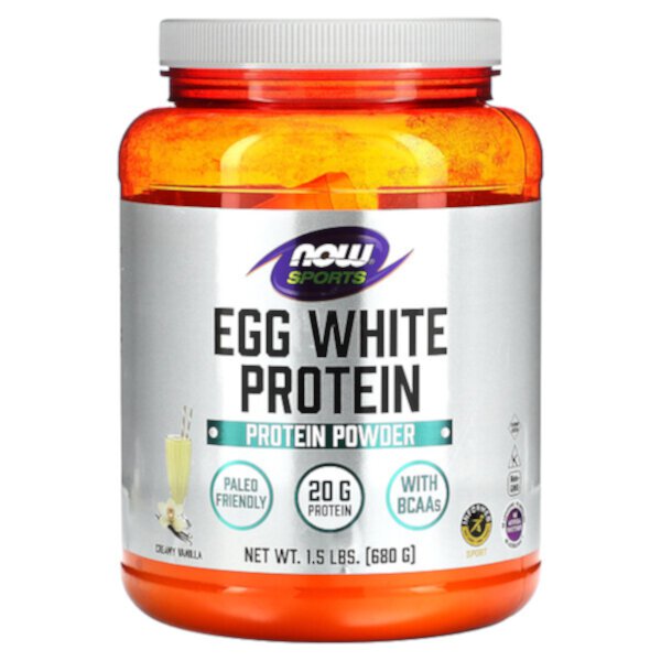 Sports, Egg White Protein, Creamy Vanilla, 1.5 lbs (680 g) NOW Foods