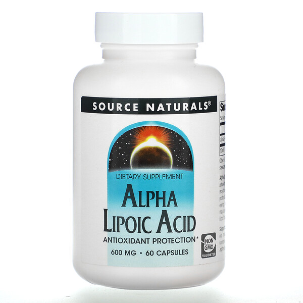 Альфа-липоевая кислота, 600 мг, 60 капсул Source Naturals