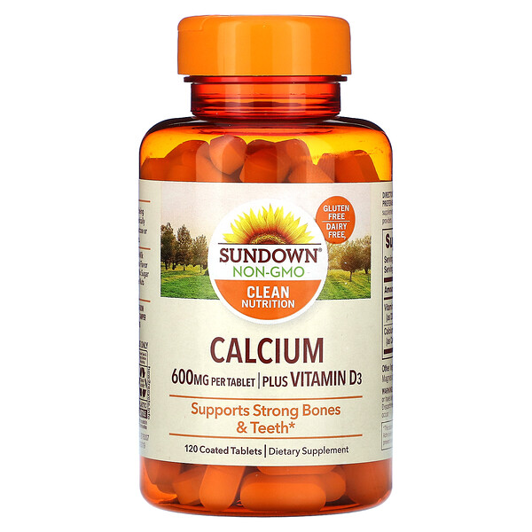 Кальций плюс витамин D3, 600 мг, 120 таблеток, покрытых оболочкой (300 мг на таблетку) Sundown Naturals