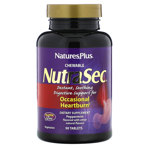 Жевательные таблетки NutraSec, мята перечная, 90 таблеток NaturesPlus