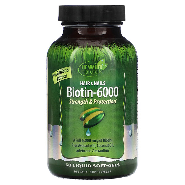 Биотин-6000, 60 мягких желатиновых капсул с жидкостью Irwin Naturals
