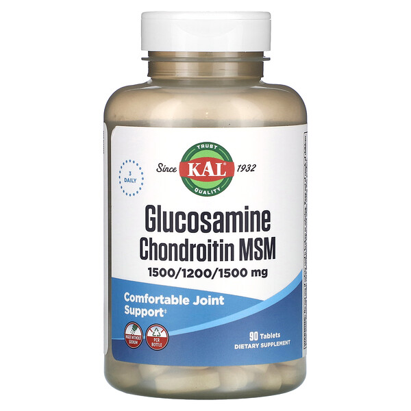 Глюкозамин Хондроитин MSM - 1500/1200/1500 мг - 90 таблеток - KAL KAL
