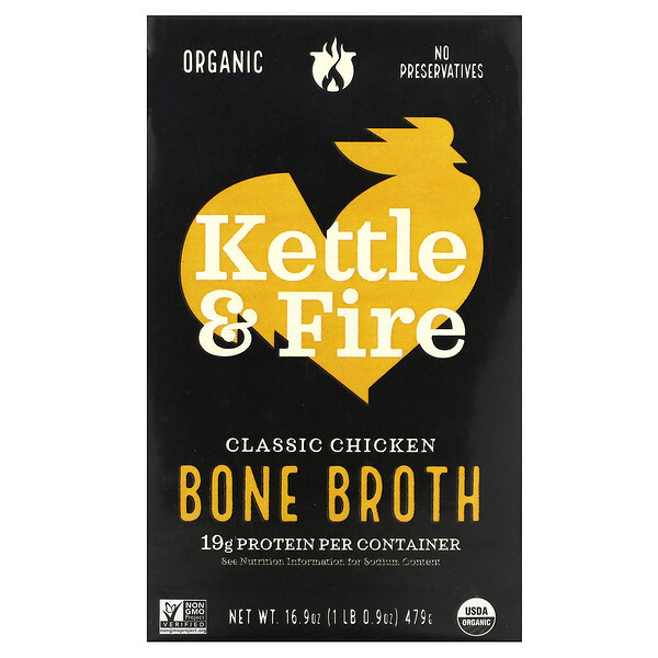 Bone Broth, Classic Chicken, 16.9 oz (479 g) Kettle & Fire