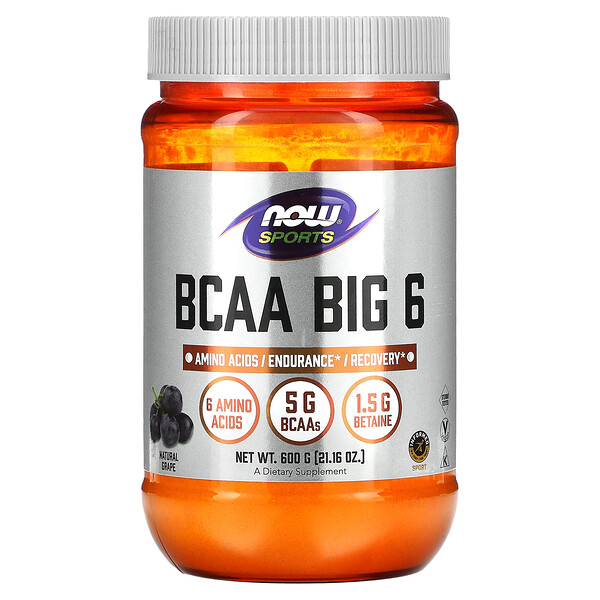 BCAA Big 6, Натуральный Виноград, 600 г - NOW Foods NOW Foods