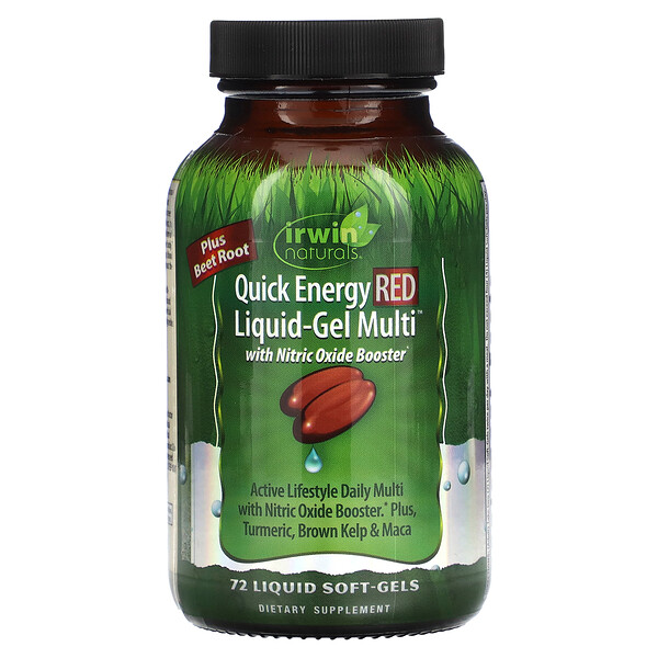 Quick Energy Red Liquid (Жидкость)-Gel (Гель) Multi, 72 Liquid Soft-Gels (Жидкие мягкие капсулы) Irwin Naturals