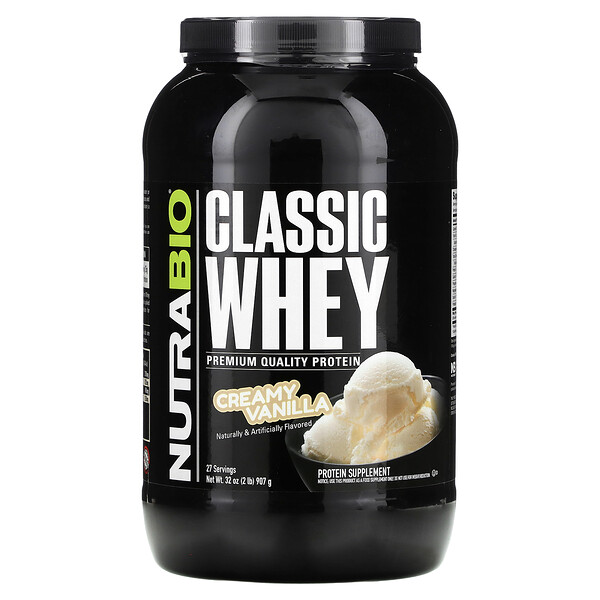 Classic Whey Protein, Creamy Vanilla, 2 lbs (907 g) NutraBio