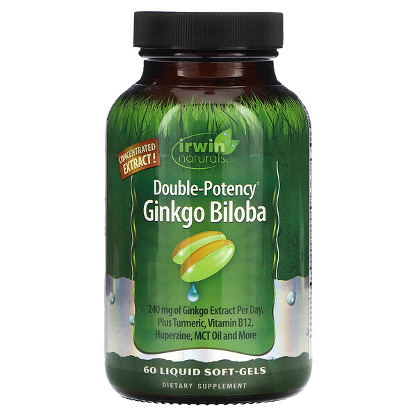 Гинкго Билоба, Двойная Сила - 240 мг - 60 жидких капсул - Irwin Naturals Irwin Naturals