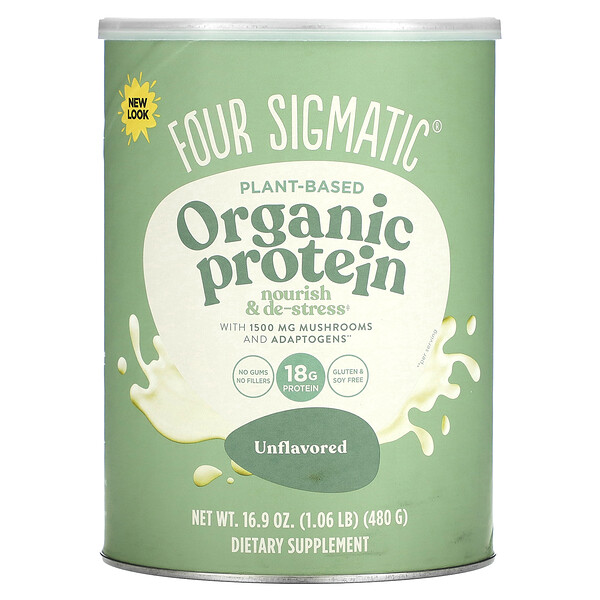 Органический белок растительного происхождения, без ароматизаторов, 1,06 фунта 16,9 унции (480 г) Four Sigmatic