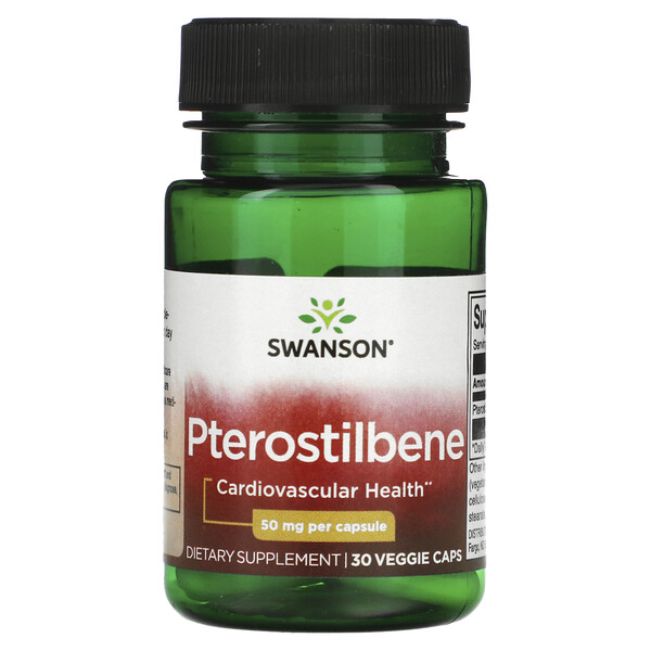 Птеростильбен, 50 мг, 30 растительных капсул Swanson