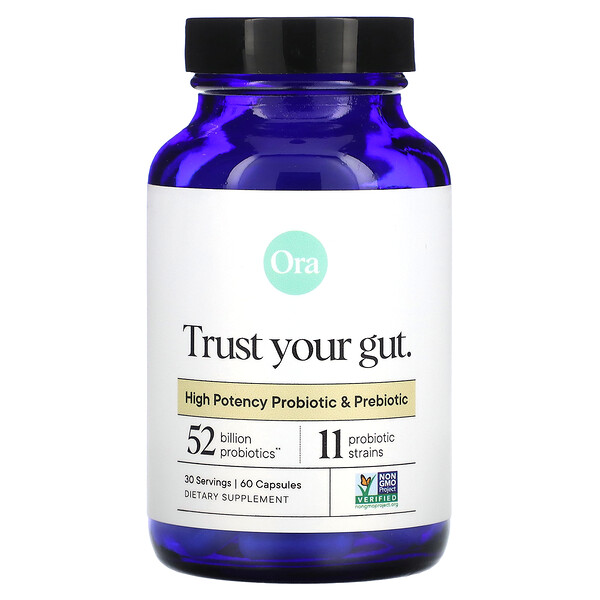 Trust Your Gut, High Potency Probiotic & Prebiotic, 60 Capsules ORA