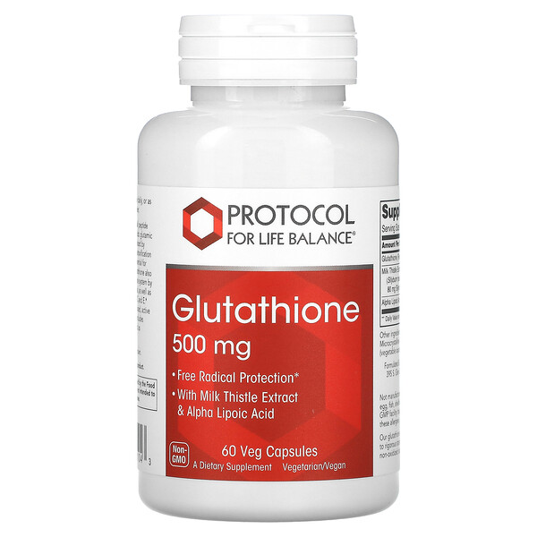 Глутатион, 500 мг, 60 растительных капсул Protocol for Life Balance